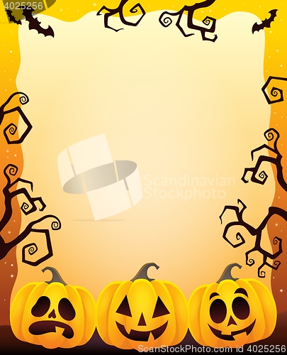 Image of Frame with three Halloween pumpkins