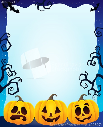 Image of Night frame with Halloween pumpkins