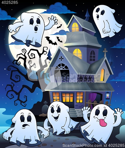 Image of Ghosts near haunted house theme 5