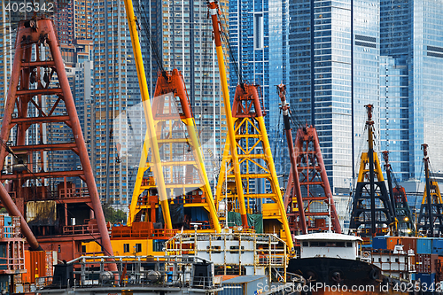 Image of Hong Kong Harbor with cargo ship