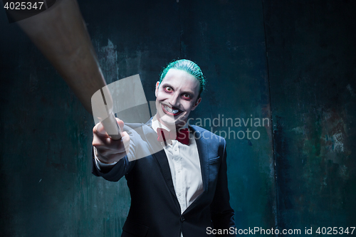 Image of Bloody Halloween theme: crazy joker face