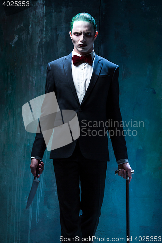 Image of Bloody Halloween theme: crazy joker face