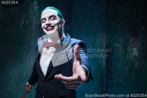 Image of Bloody Halloween theme: crazy joker face