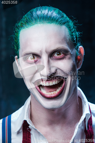 Image of Bloody Halloween theme: crazy joker face