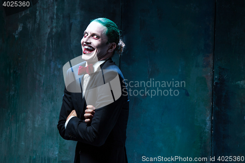 Image of Bloody Halloween theme: crazy joker face