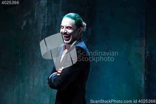 Image of Bloody Halloween theme: crazy joker face