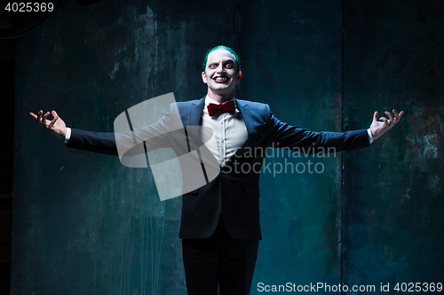 Image of Bloody Halloween theme: crazy joker face