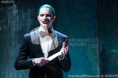 Image of Bloody Halloween theme: crazy joker face