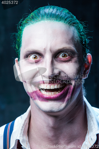 Image of Bloody Halloween theme: crazy joker face