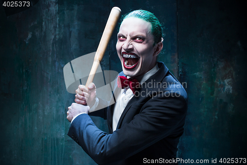 Image of Bloody Halloween theme: crazy joker face