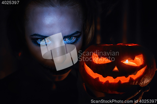 Image of Horrible girl with scary mouth and eyes