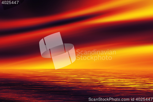 Image of a red sunset over the sea
