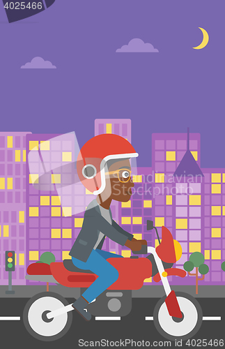 Image of Woman riding motorcycle vector illustration.