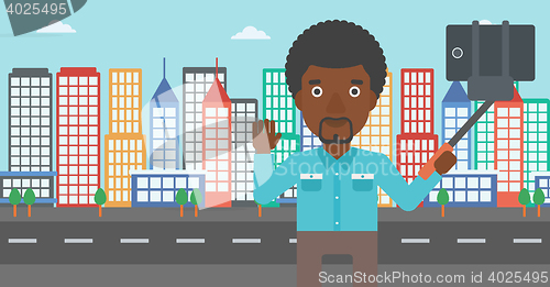 Image of Man making selfie vector illustration.