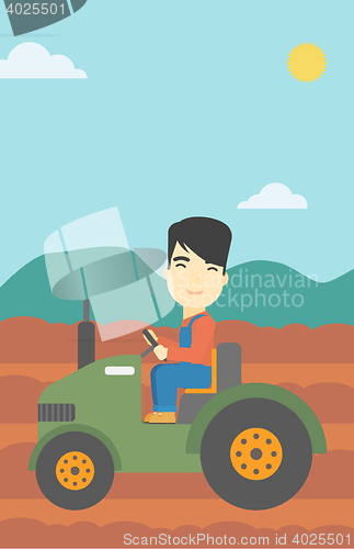 Image of Farmer driving tractor vector illustration.