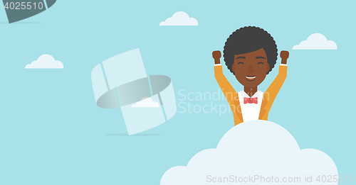 Image of Woman sitting on cloud vector illustration.