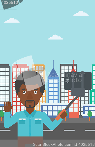 Image of Man making selfie vector illustration.