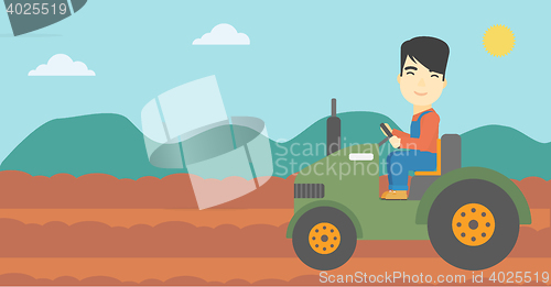 Image of Farmer driving tractor vector illustration.