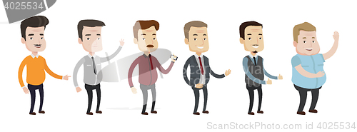 Image of Vector set of middle aged man illustrations.