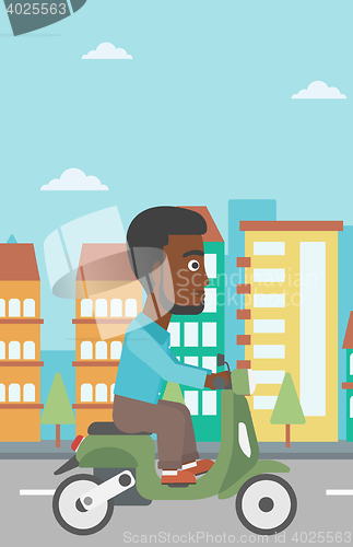 Image of Man riding scooter vector illustration.