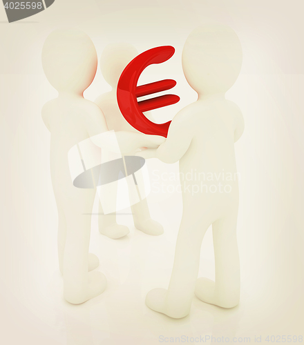 Image of 3D mans with Euro sign . 3D illustration. Vintage style.