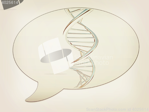 Image of messenger window icon. DNA structure model. 3D illustration. Vin