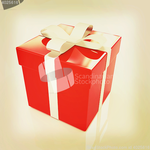 Image of Bright christmas gift. 3D illustration. Vintage style.