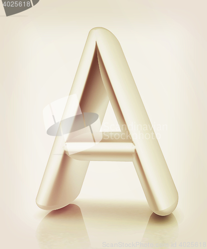 Image of 3D metall letter \"A\". 3D illustration. Vintage style.