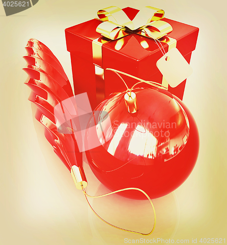 Image of Bright christmas gifts. 3D illustration. Vintage style.