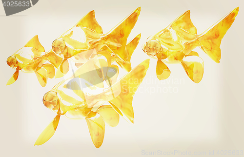 Image of Gold fishes. 3D illustration. Vintage style.
