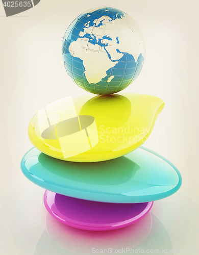 Image of Colorfull earth on spa stones. 3d icon . 3D illustration. Vintag