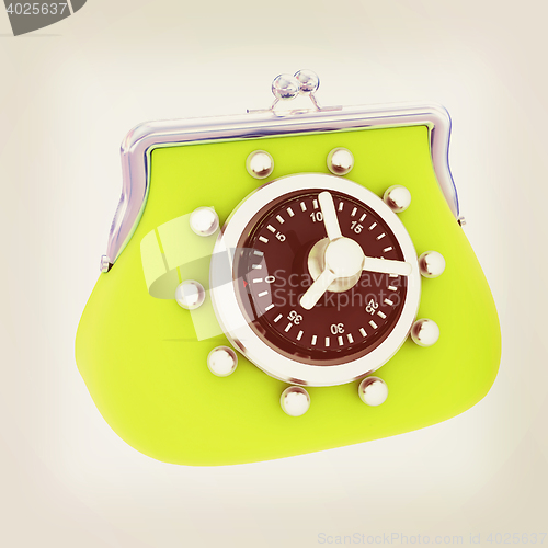 Image of purse safe concept. 3D illustration. Vintage style.
