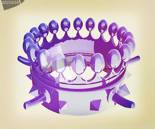 Image of Crown for a Royal King Cartoon. 3D illustration. Vintage style.