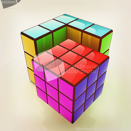 Image of Abstract colorfull geometric background. 3D illustration. Vintag