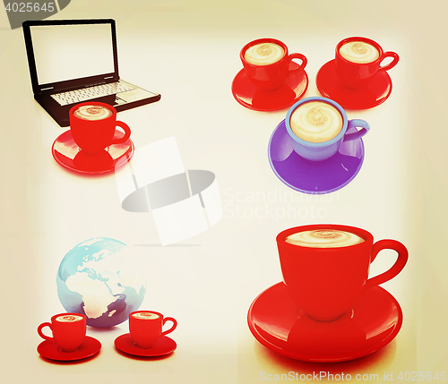 Image of Coffee set. 3D illustration. Vintage style.