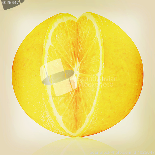 Image of Orange fruit cutout. 3D illustration. Vintage style.