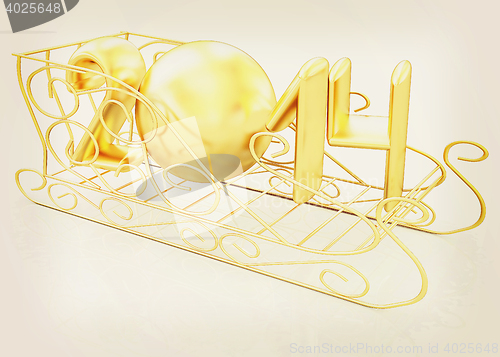 Image of Happy New Year 2014. 3D illustration. Vintage style.