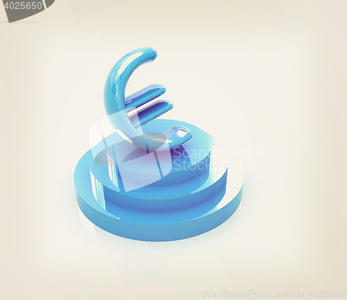 Image of icon euro sign on podium. 3D illustration. Vintage style.