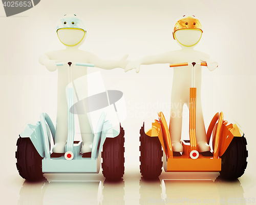 Image of 3d people in riding on a personal and ecological transport in he