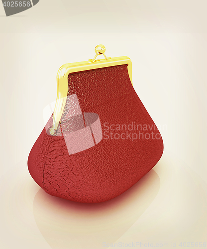 Image of Leather purse. 3D illustration. Vintage style.