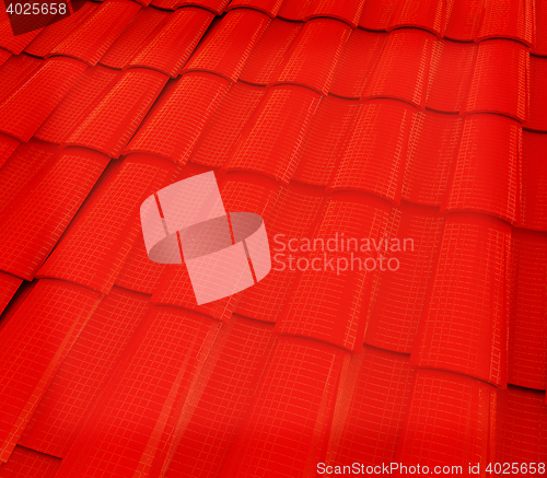 Image of 3d roof tiles. 3D illustration. Vintage style.