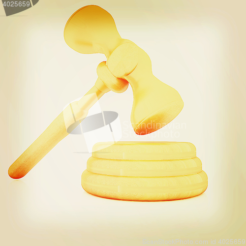 Image of Wooden gavel isolated on white background. 3D illustration. Vint