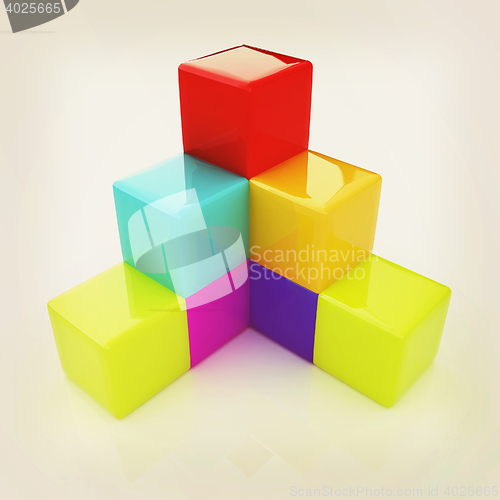 Image of colorful block diagram. 3D illustration. Vintage style.