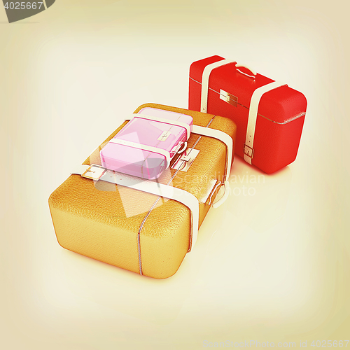 Image of Traveler\'s suitcases. 3D illustration. Vintage style.