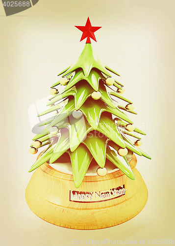 Image of Christmas tree. 3D illustration. Vintage style.
