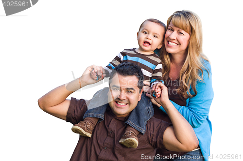 Image of Happy Mixed Race Ethnic Family On White
