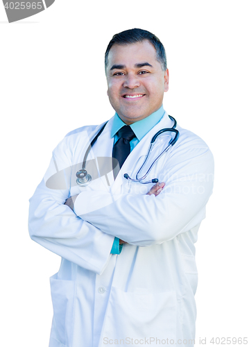 Image of Attractive Hispanic Male Doctor or Nurse on White