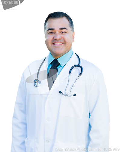 Image of Attractive Hispanic Male Doctor or Nurse on White