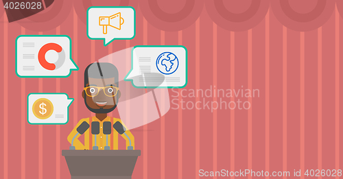 Image of Male speaker on the podium vector illustration.