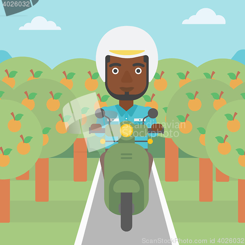 Image of Man riding scooter vector illustration.